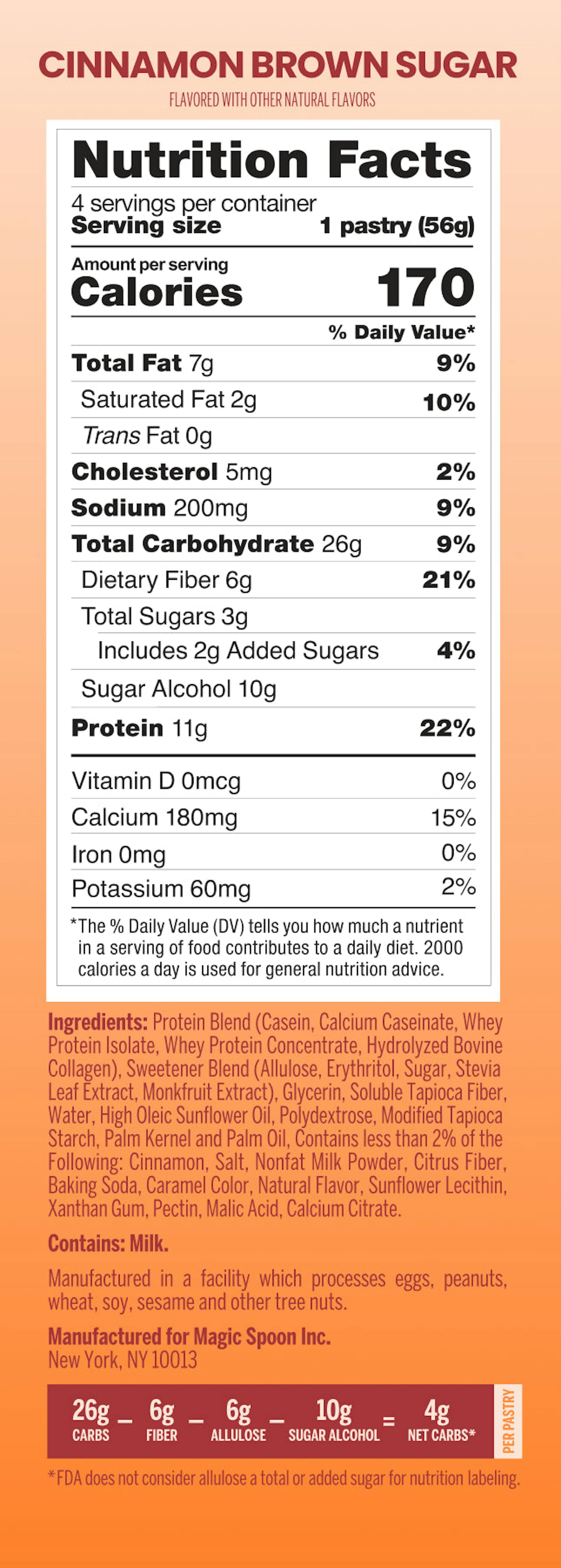Magic Spoon Protein Pastries Cinnamon Brown Sugar Nutrition Panel