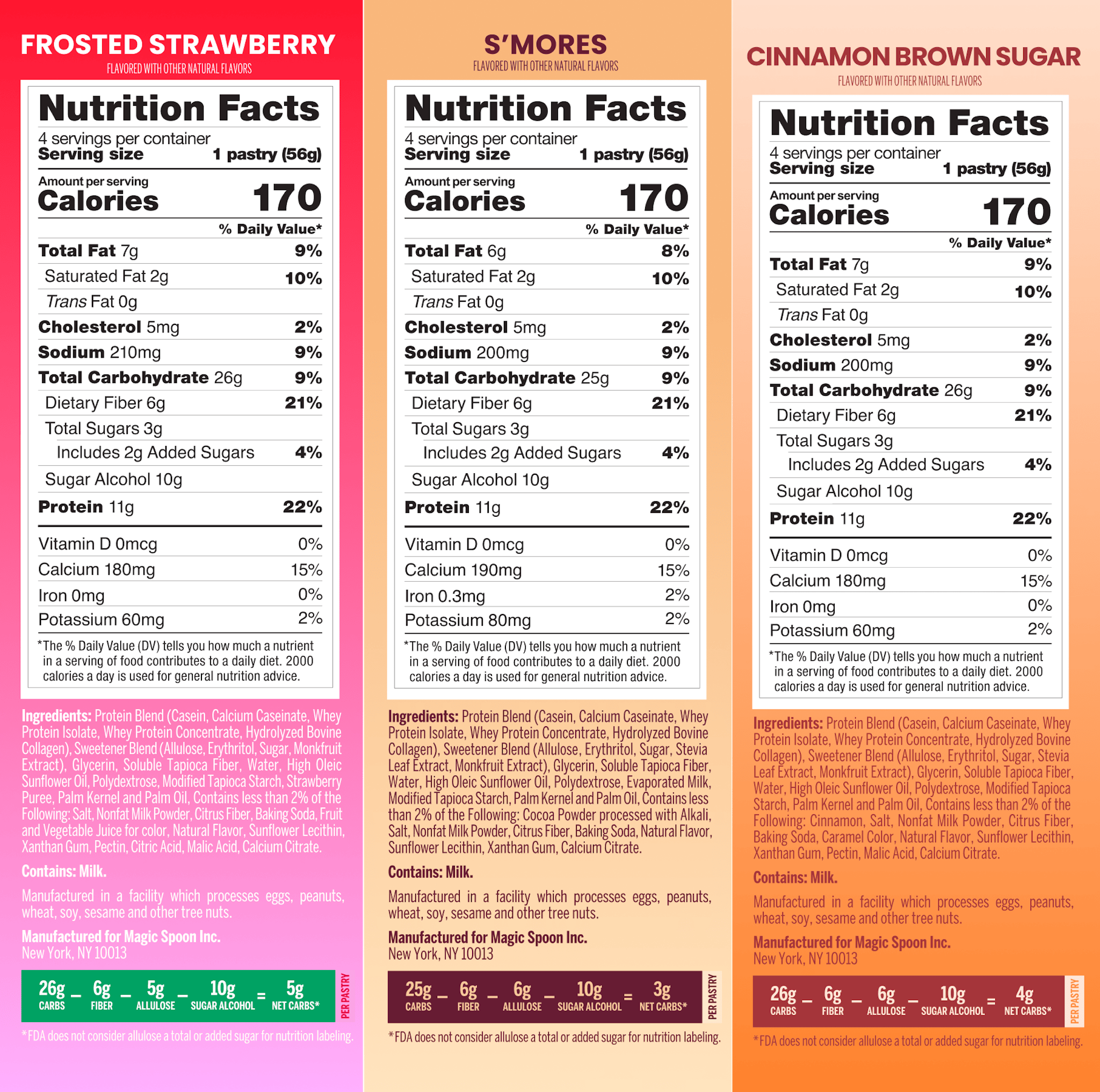 Magic Spoon Protein Pastries Variety 4 Pack Nutrition Panel