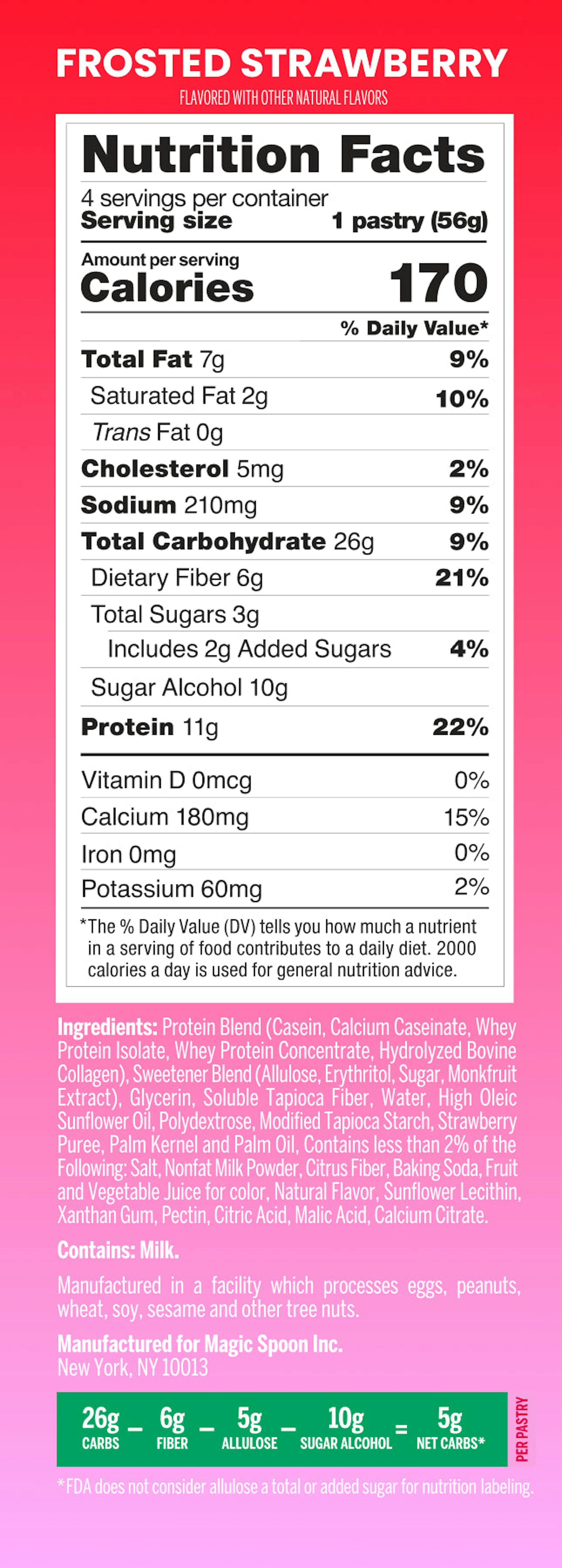 Magic Spoon Protein Pastries Frosted Strawberry Nutrition Panel