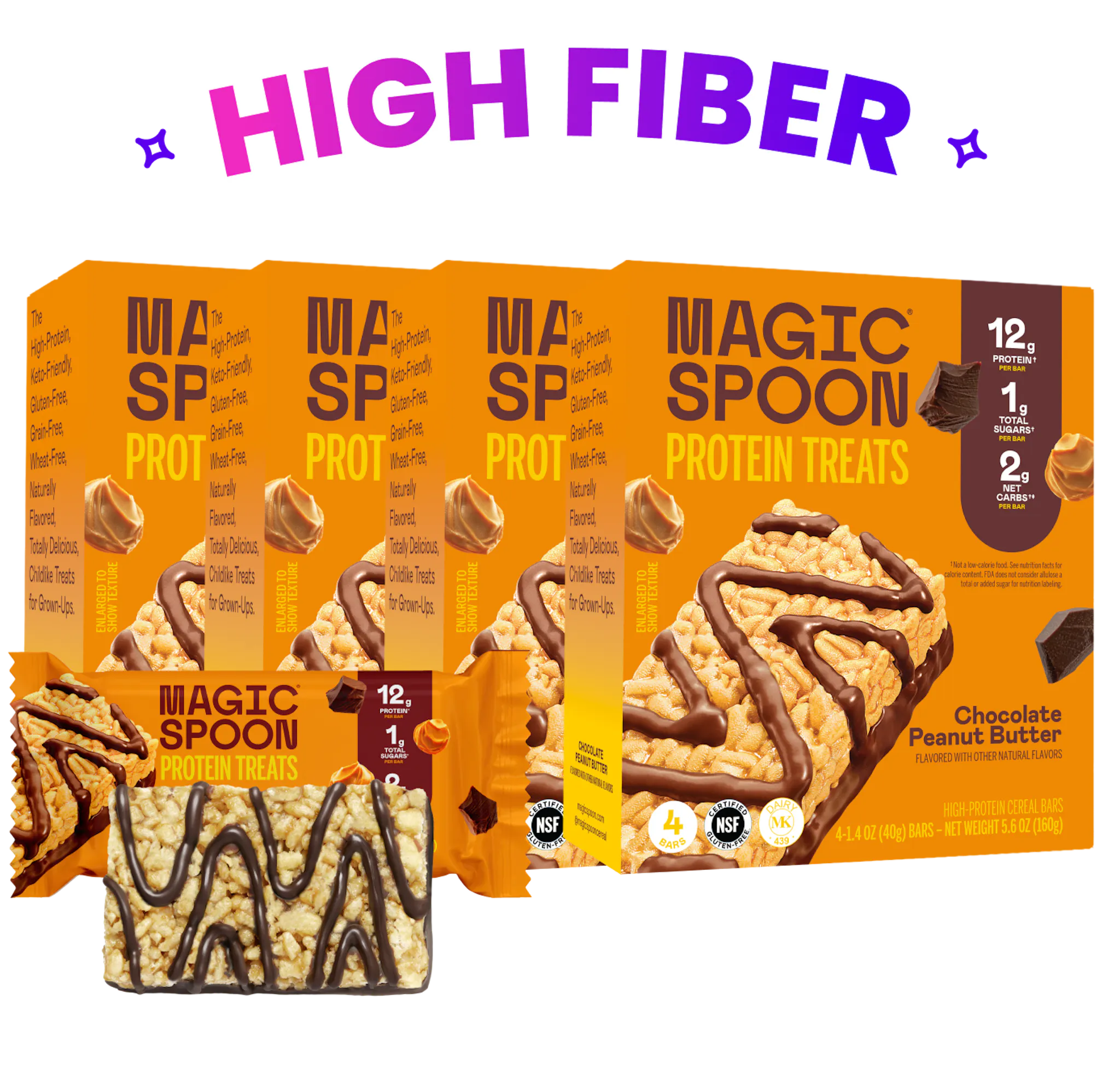 linear-gradient(to bottom, #FFD533 0%, #FFB244 100%) | Magic Spoon Chocolate Peanut Butter Treats