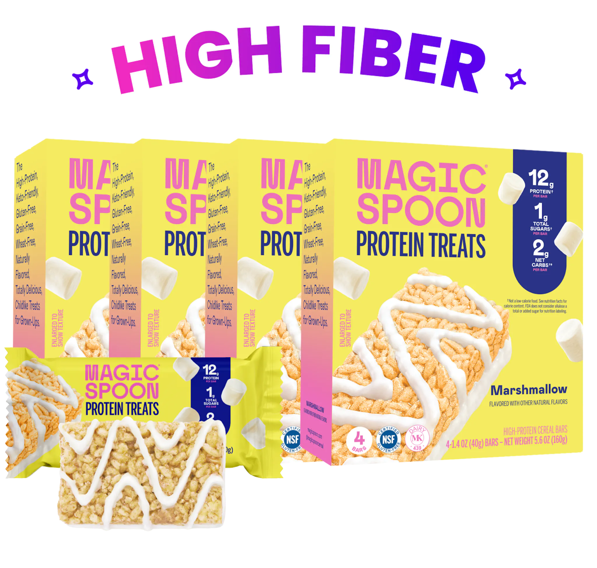 linear-gradient(to bottom, #FFA8FE 0%, #F7EF79 100%) | Magic Spoon Marshmallow Treats