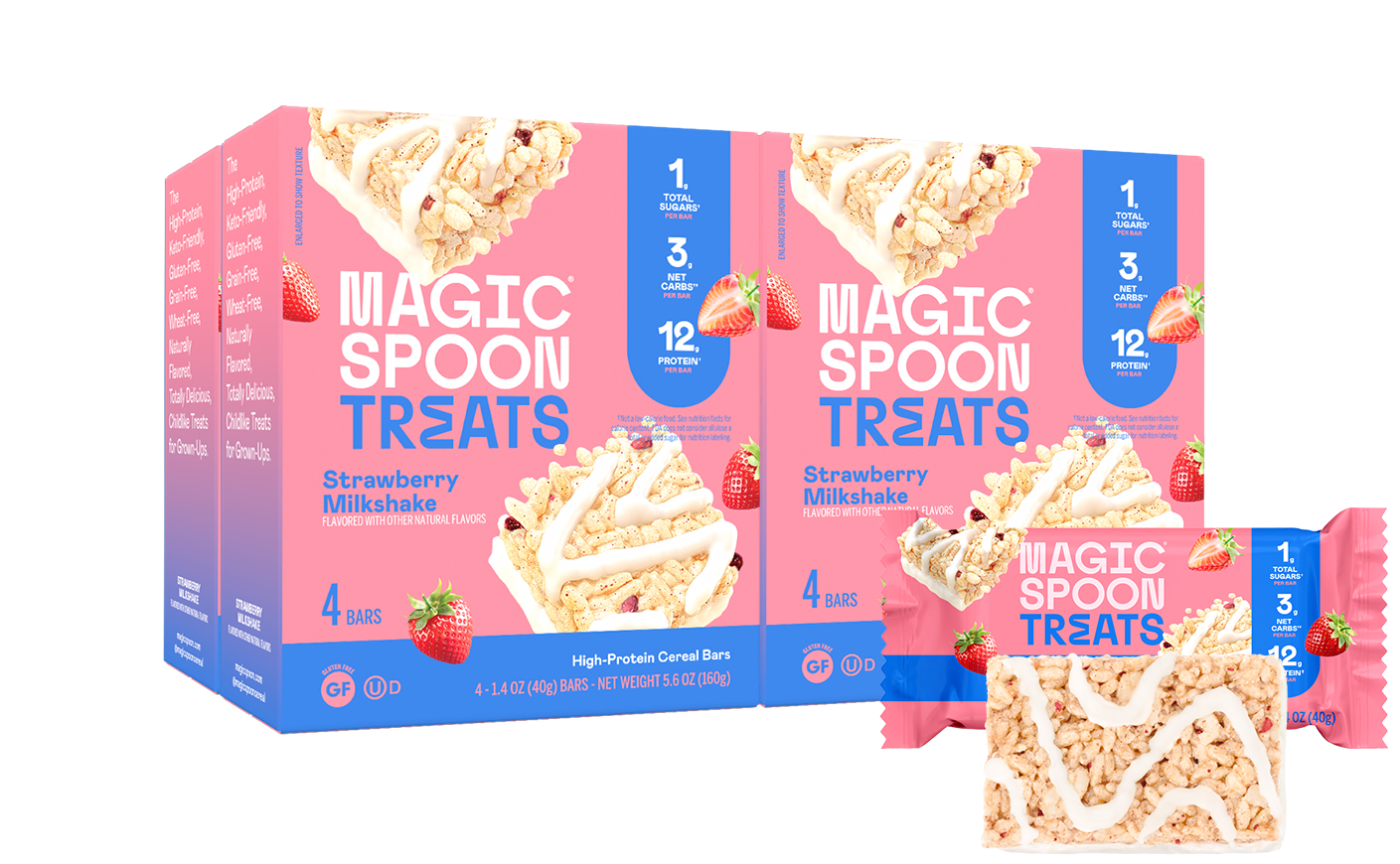 Strawberry Milkshake Cereal Treats Strawberry Snack Bars Magic Spoon
