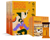 linear-gradient(to bottom, #FEDEAC 0%, #FFCB00 100%) | Magic Spoon Chocolate Peanut Butter + Marshmallow Treats